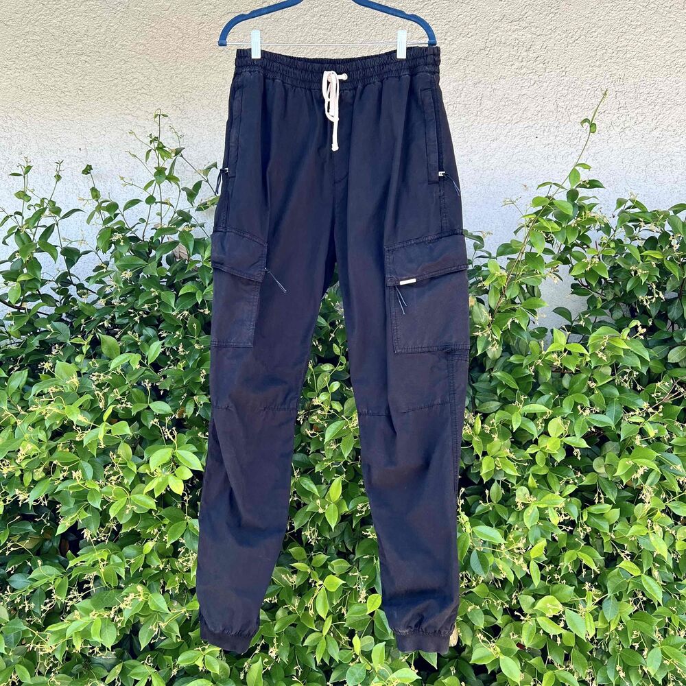 Represent Black Drawstring Cargo Pants Elastic Joggers Mens Size XL - Picture 4 of 6